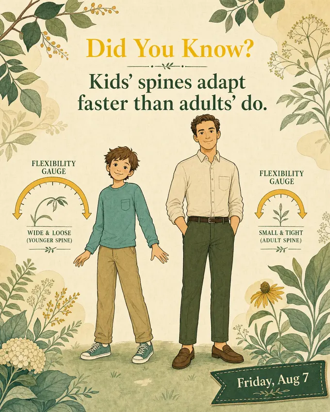 Did You Know? Kids' spines adapt faster than adults' do.