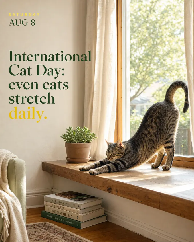 International Cat Day: even cats stretch daily.