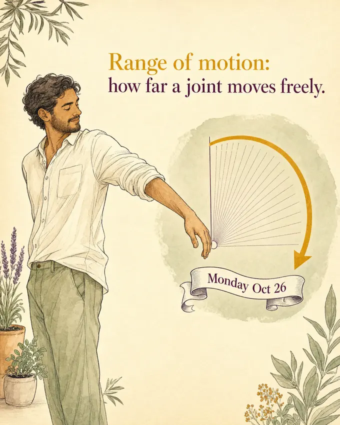 Range of motion: how far a joint moves freely.