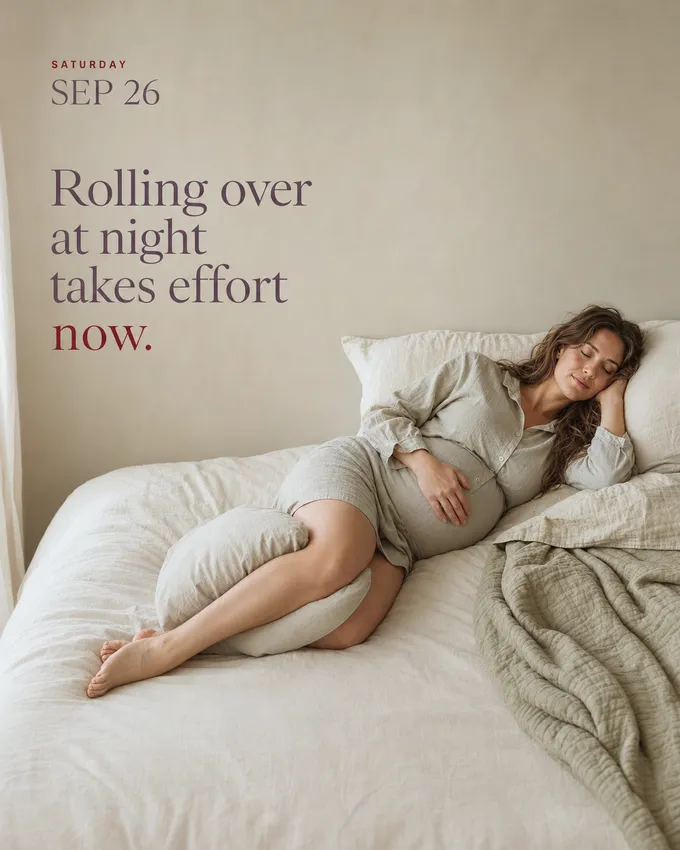 Rolling over at night takes effort now.