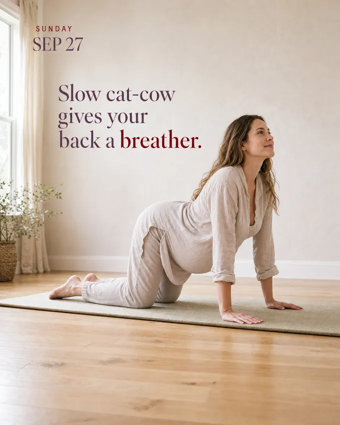 Slow cat-cow gives your back a breather.
