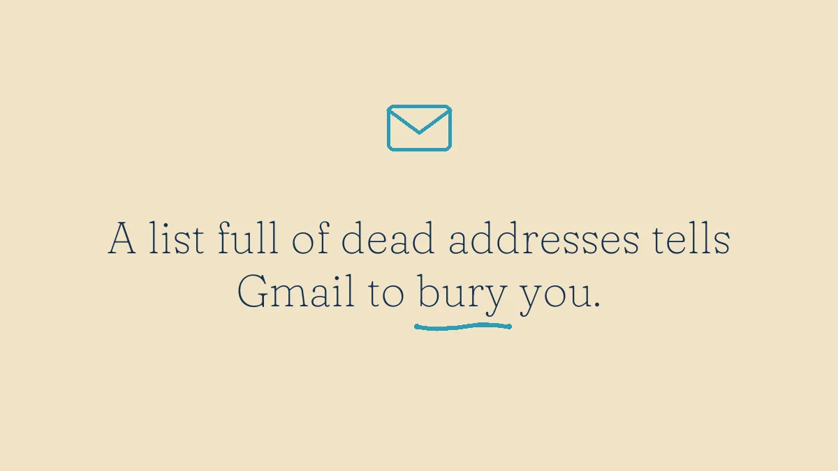 A list full of dead addresses tells Gmail to bury you.