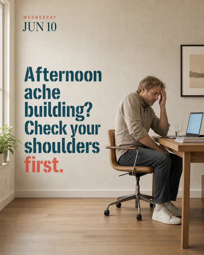 Week of Wellness tip for Wednesday June 10: when an afternoon ache builds, check your shoulders first.