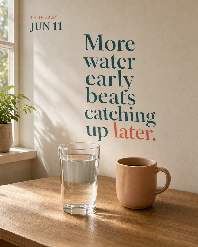 Week of Wellness tip for Thursday June 11: more water early beats catching up later.