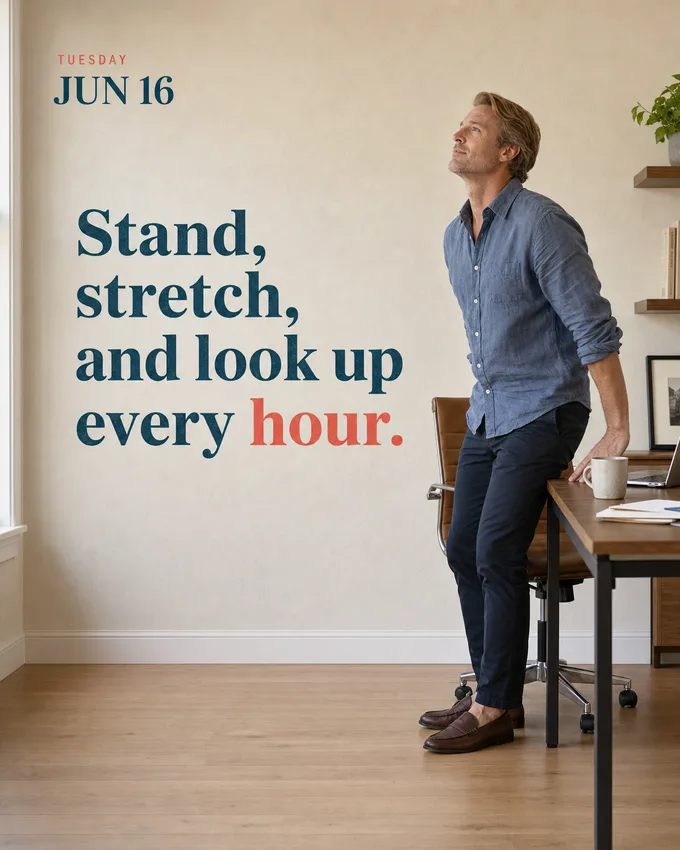 Week of Wellness tip for Tuesday June 16: stand, stretch, and look up every hour.