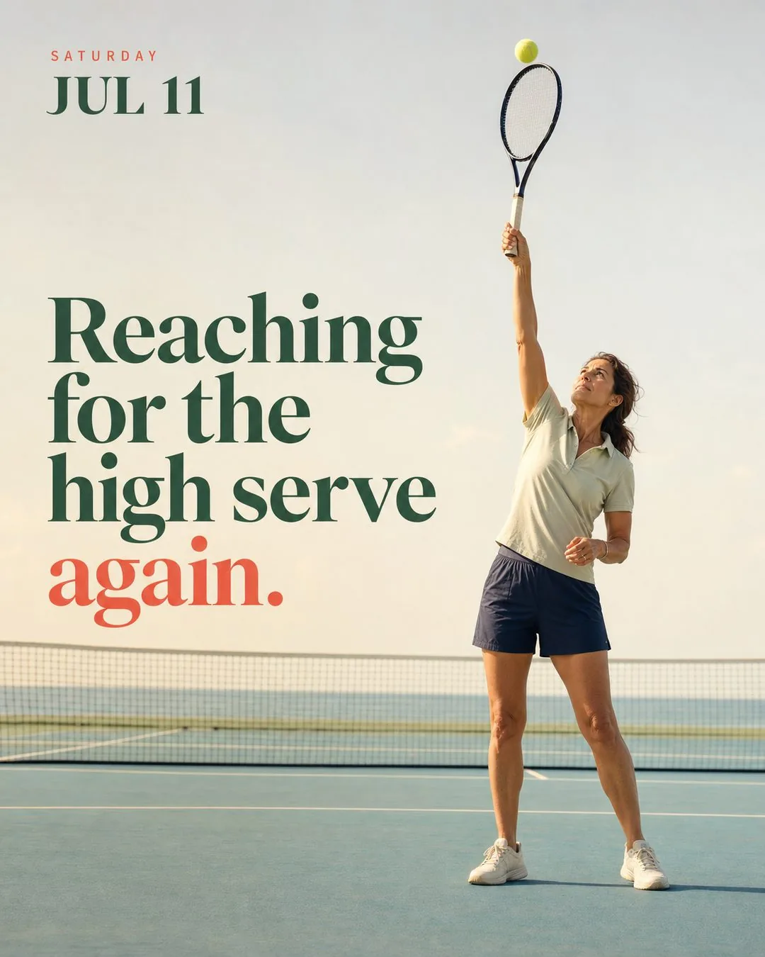 Reaching for the high serve again.
