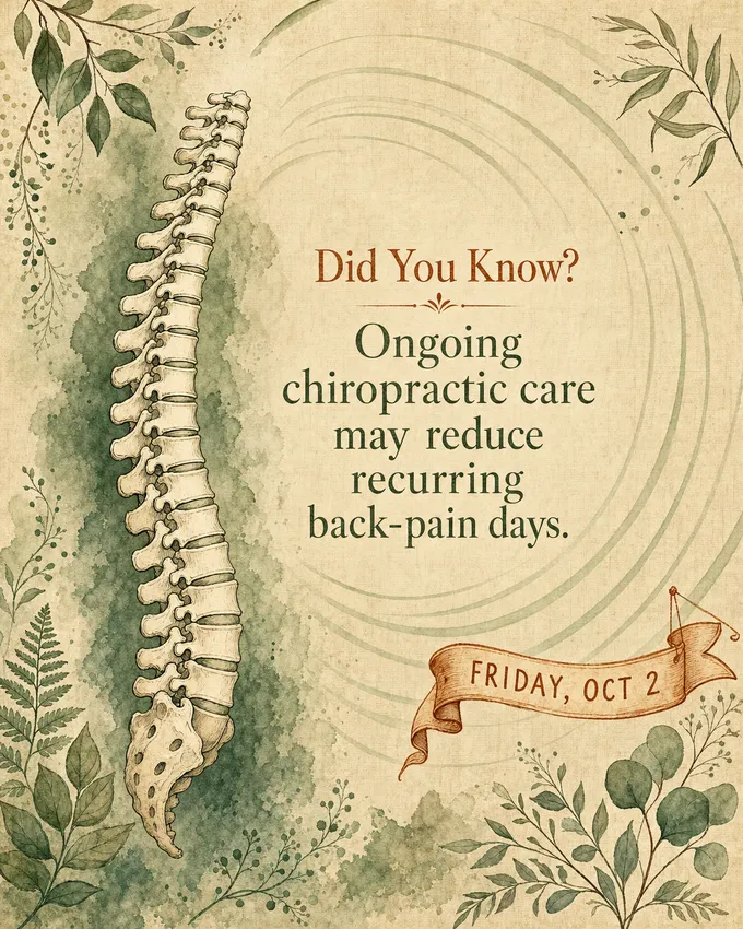 Did You Know? Ongoing chiropractic care may reduce recurring back-pain days.