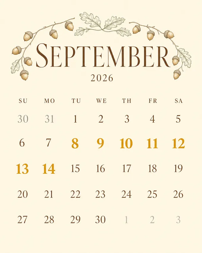 Chiro Connect September 2026 patient wellness calendar.