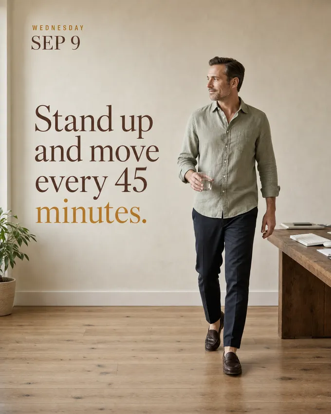 Stand up and move every 45 minutes.