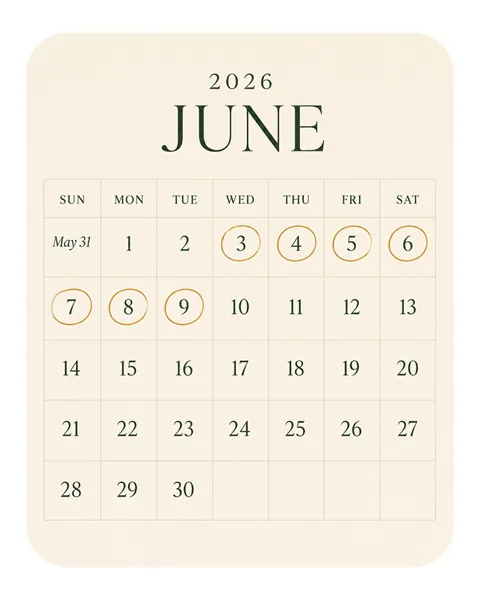 June 2026 Week of Wellness calendar