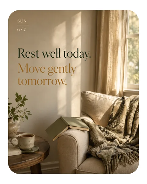 Rest well today. Move gently tomorrow