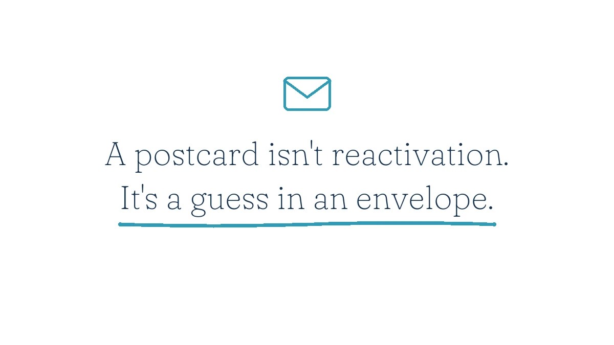 A postcard isn't reactivation. It's a guess in an envelope.