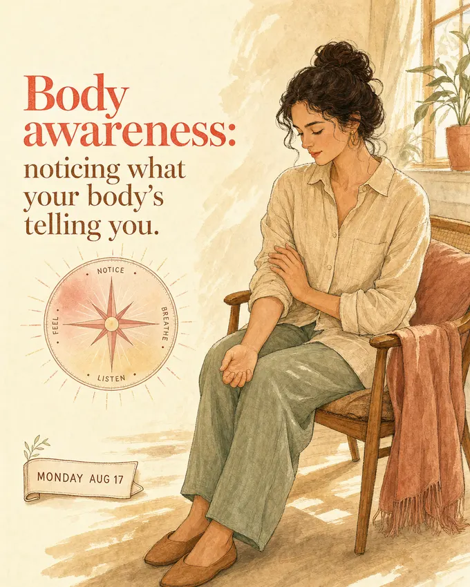 Body awareness, noticing what your body is telling you.