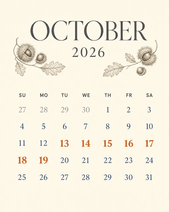 Chiro Connect October 2026 patient wellness calendar.