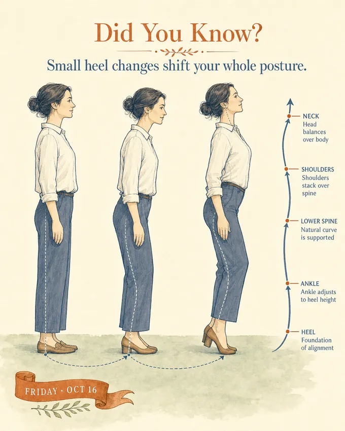 Did You Know? Small heel changes shift your whole posture.