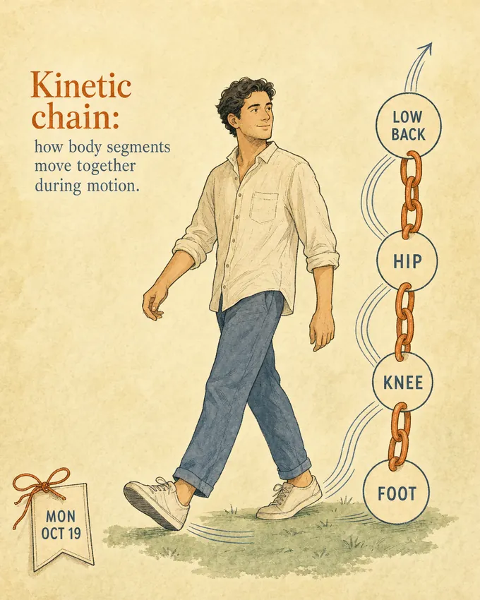 Kinetic chain: how body segments move together during motion.
