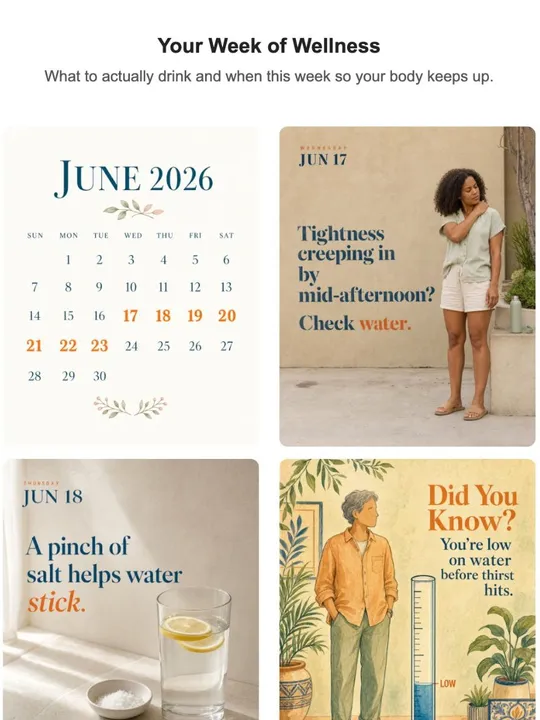 The Week of Wellness calendar inside a chiropractic email marketing newsletter