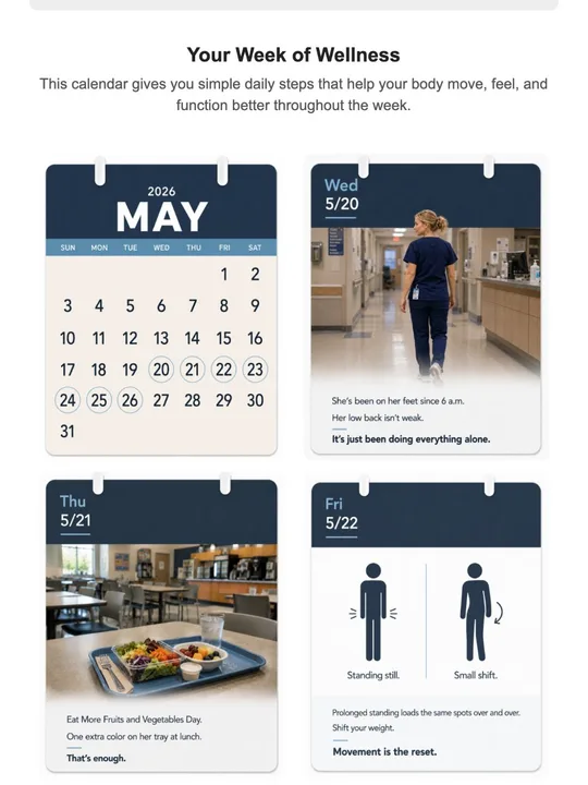 The Week of Wellness calendar in a real newsletter