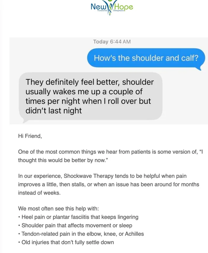 A real chiropractic patient reactivation email a clinic sent to a quiet patient