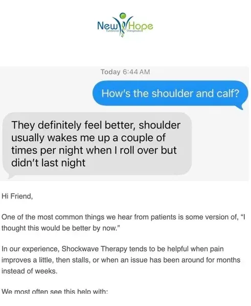 A real reactivation email built around patient text messages